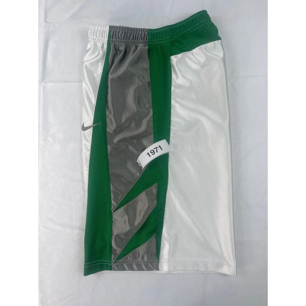 Nike Boys Large 14-16 Basketball Shorts White Green Grey Mesh Athletic VINTAGE